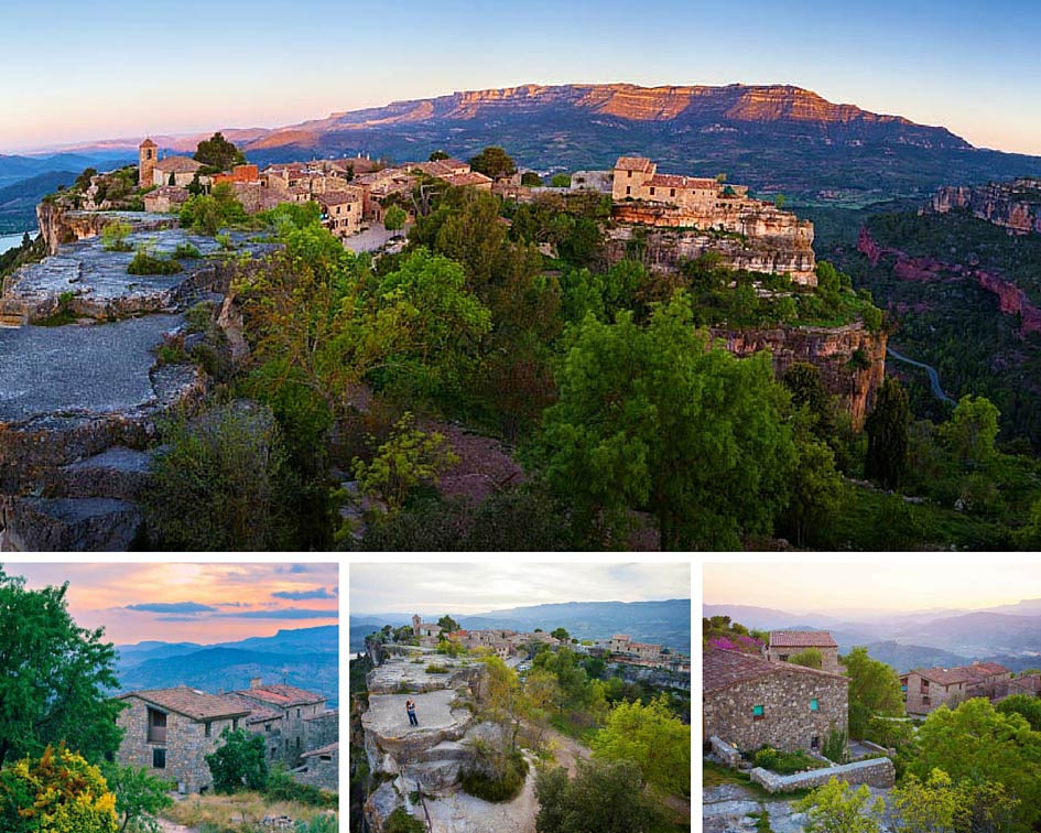 Collage - panoramic photos of the town of siurana