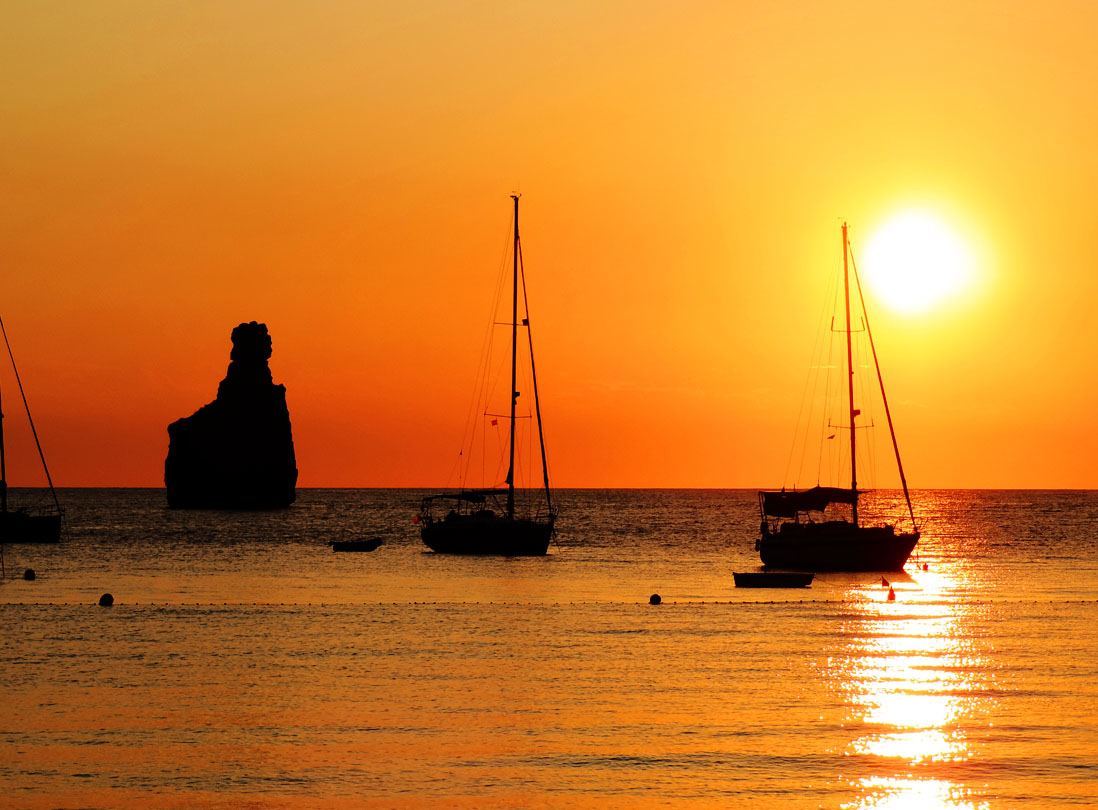 Sunset in Benirras beach , Ibiza