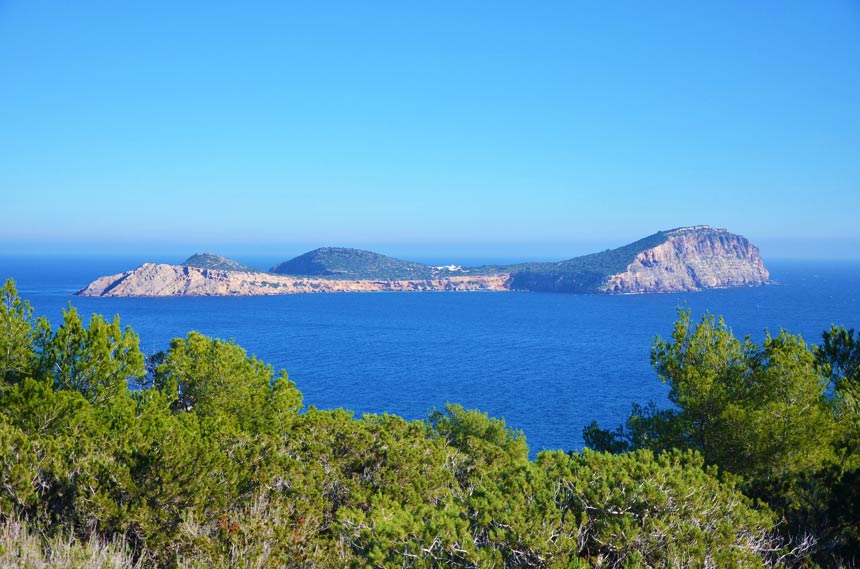 panoramic view Tagomago island in Santa Eulalia del Rio, Ibiza