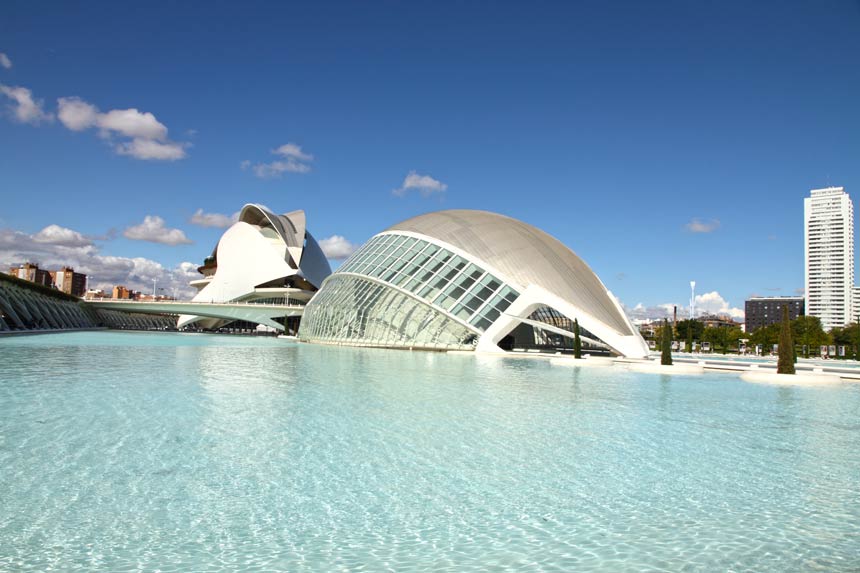 Hemisferic building in the city of Arts and Science of Valencia