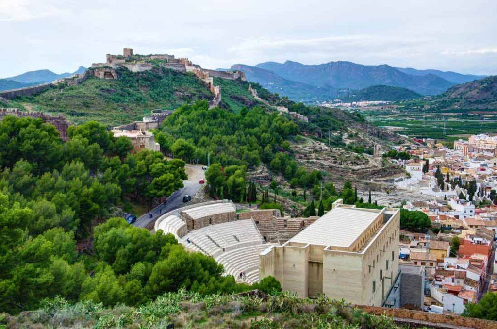 Sagunto castle aereal view in Costa Valenciana