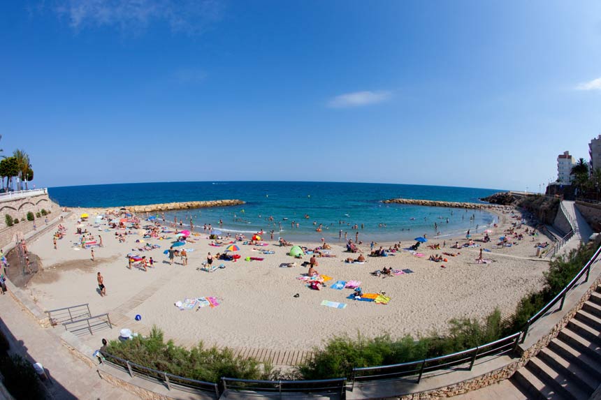 Alguer beach panoramic view in Ametlla de Mar city centre